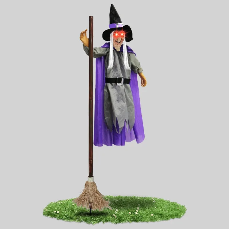 Halloween Decorations Props Life Size Witch Sound Activated Screaming Glowing Eyes for Haunted House Party Supplies