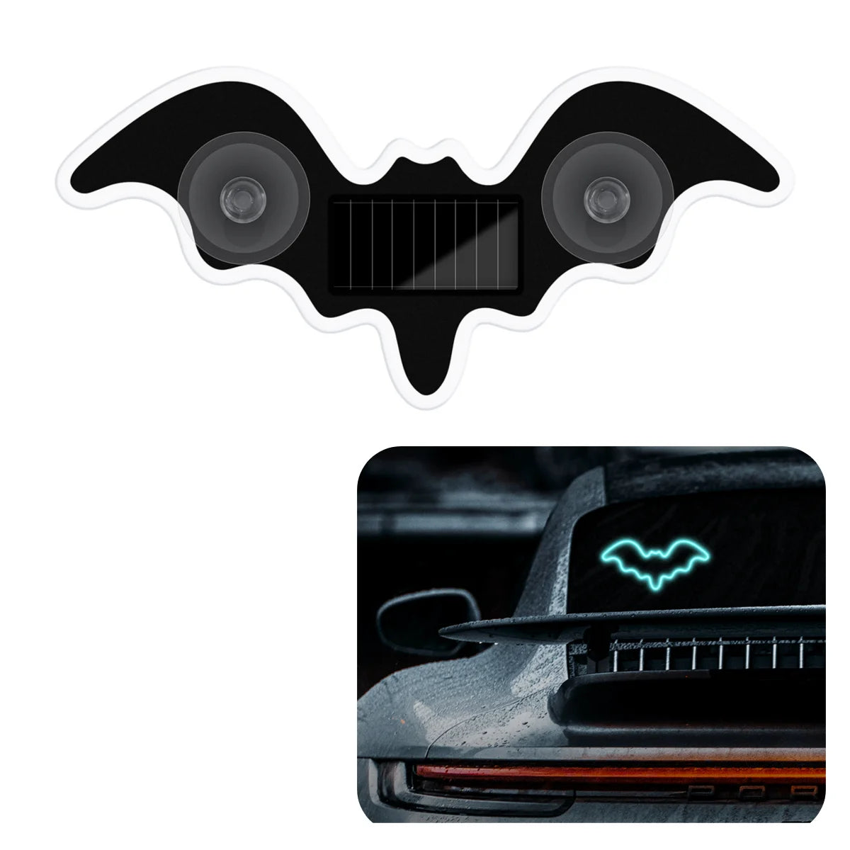 1/2Pcs Cool Bat Solar Powered Car Neon Light Wireless Led Ambient Light Suction Cup USB Rechargeable Atmosphere Breathing Lamp