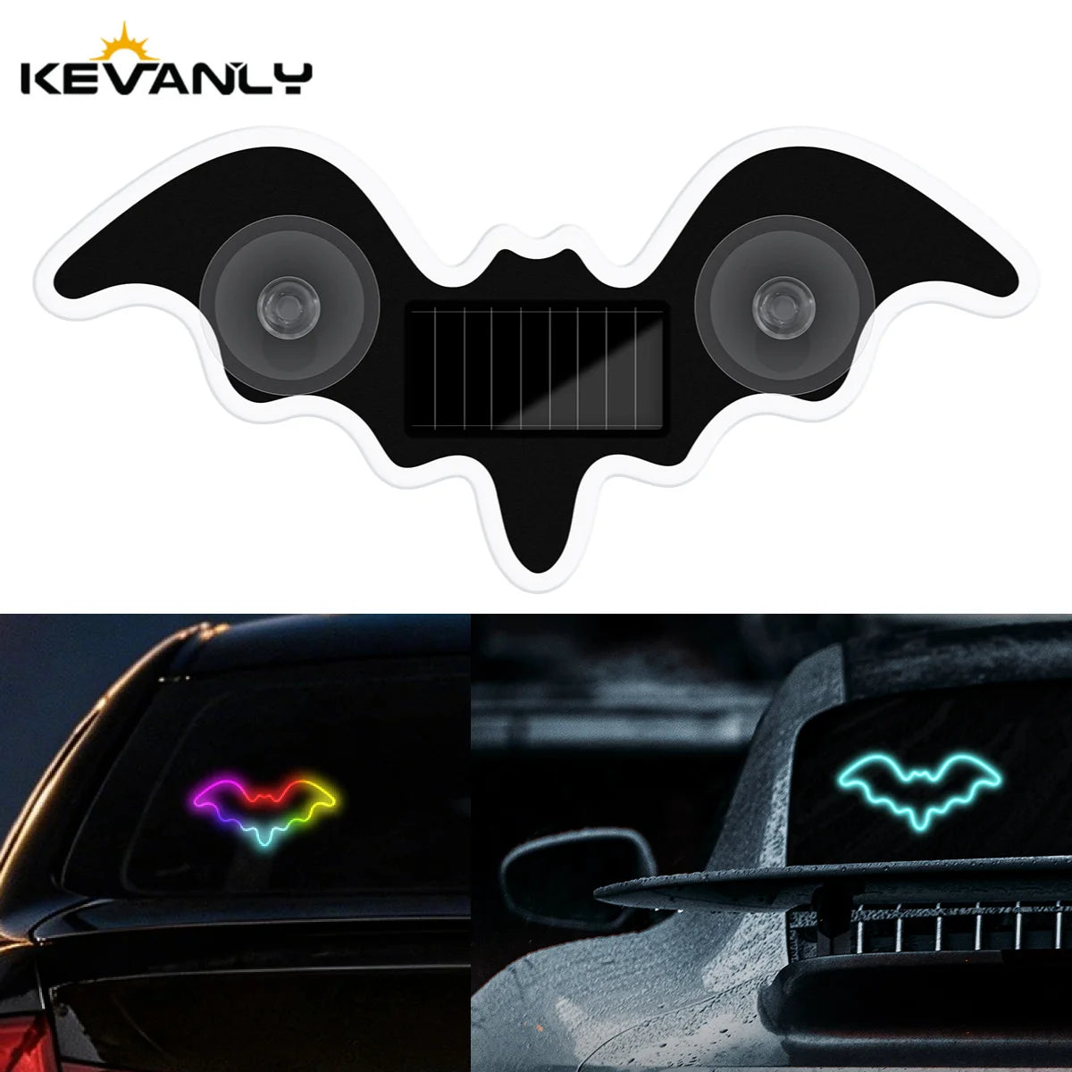 1/2Pcs Cool Bat Solar Powered Car Neon Light Wireless Led Ambient Light Suction Cup USB Rechargeable Atmosphere Breathing Lamp