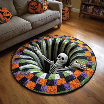 3D Illusion Skull Vortex round Rug Movie Room Horror Theme anti Slip Floor Mat for Living Room Bedroom Decoration Carpet Gift