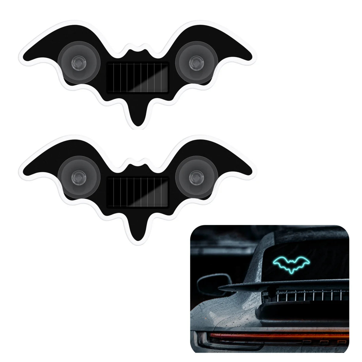 1/2Pcs Cool Bat Solar Powered Car Neon Light Wireless Led Ambient Light Suction Cup USB Rechargeable Atmosphere Breathing Lamp