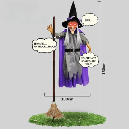 Halloween Decorations Props Life Size Witch Sound Activated Screaming Glowing Eyes for Haunted House Party Supplies