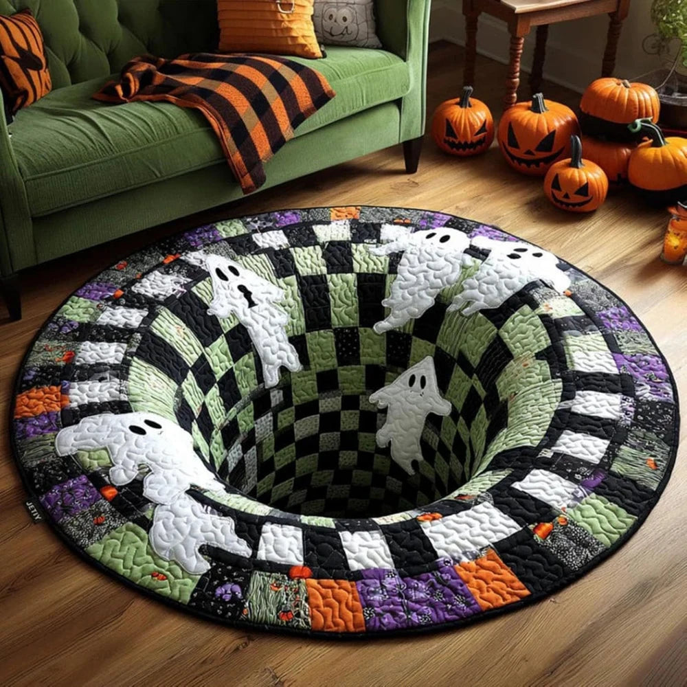 3D Illusion Skull Vortex round Rug Movie Room Horror Theme anti Slip Floor Mat for Living Room Bedroom Decoration Carpet Gift