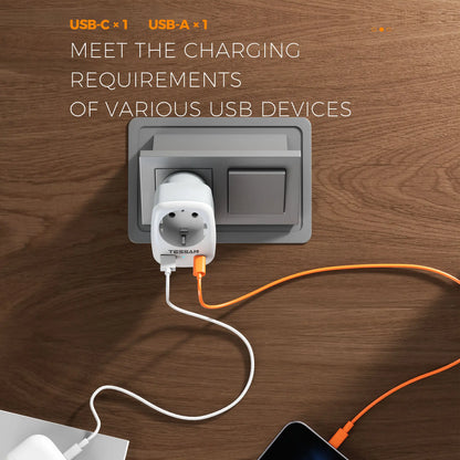 Travel Adapter EU to USA Adapter America Europe Plug with USB C 3A Socket Adapter Travel Power Adapter for Canada Mexico