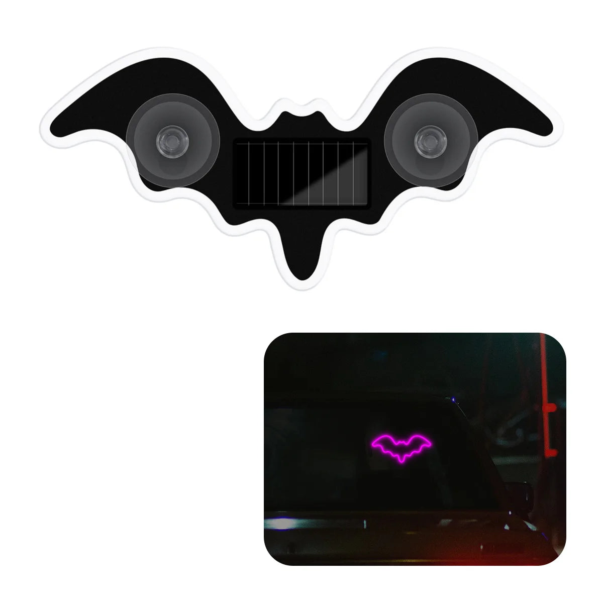1/2Pcs Cool Bat Solar Powered Car Neon Light Wireless Led Ambient Light Suction Cup USB Rechargeable Atmosphere Breathing Lamp