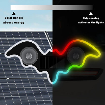 1/2Pcs Cool Bat Solar Powered Car Neon Light Wireless Led Ambient Light Suction Cup USB Rechargeable Atmosphere Breathing Lamp