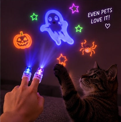 Cat watching projected ghost and pumpkin shapes - even pets love it